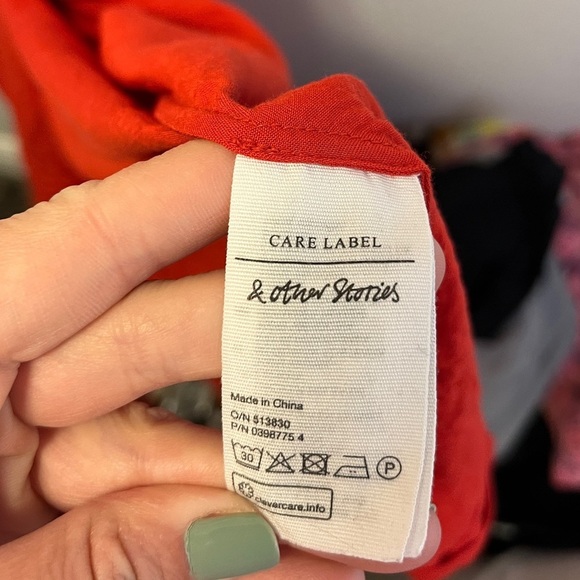 & Other Stories Red Midi Wrap Dress Sz 4 - Picture 10 of 12